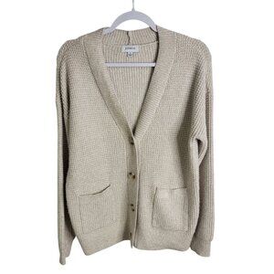 Evereve Oatmeal Brown Grandpa Cardigan Button Front Size Small Oversized